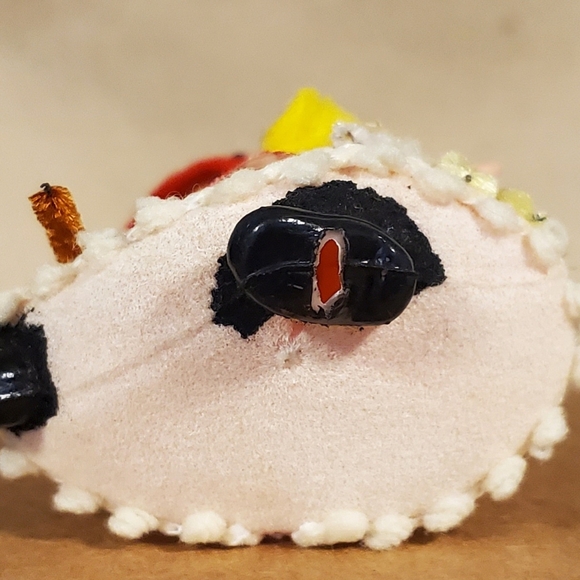 Vintage Flocked Plastic Face Little Bo Peep/Mary had a Little Lamb Ornament - Picture 12 of 12